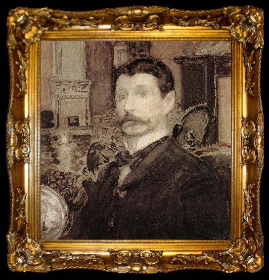 framed  Mikhail Vrubel Self-Portrait with a shell, ta009-2